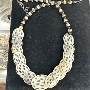 Vintage Wooden Bead Necklace With Silver Clasp.